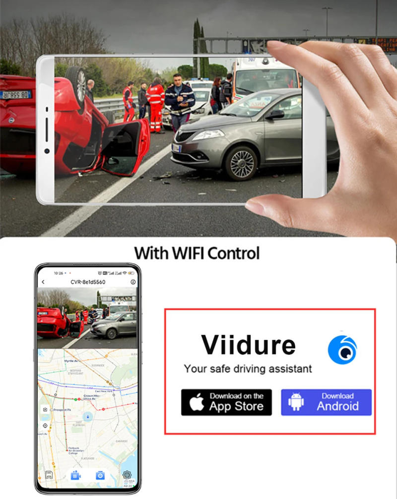 Description Picture 3 of item10" Smart Dash Cam 3K Front Optional 2.5K Rear WiFi 170° Super Night Vision Black Box GPS WIFI 24H Parking Monitor Loop record