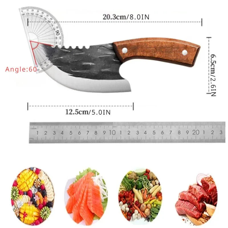 Description Picture 6 of itemForged Meat Cleaver Kitchen Chef Knife Fishing Boning Fruit Cutting Knife BBQ Butcher Portable Utility Pocket Viking Knife