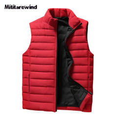 Autumn Winter Vest Men Parkas Coats Stand Collar Windbreaker Keep Warm Mens Vests Slim Fit Waistcoat Men Plus Size M-4XL 5XL