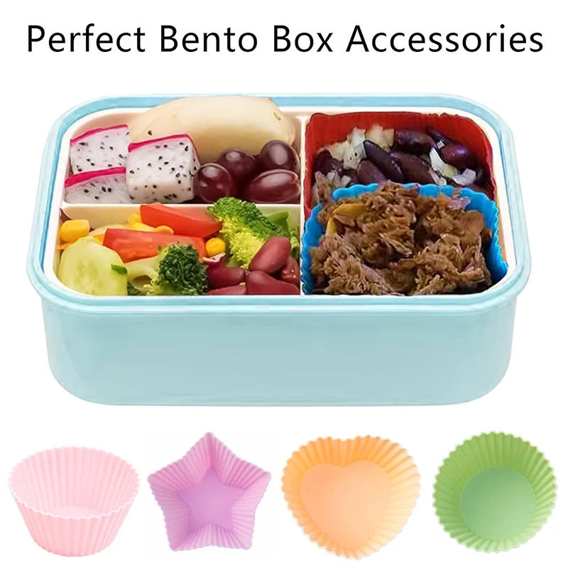 Description Picture 2 of item4 Pcs Silicone Lunch Box Dividers Microwaveable Cup Bento Bundle Dividers  Kids Salad Dressing Container
