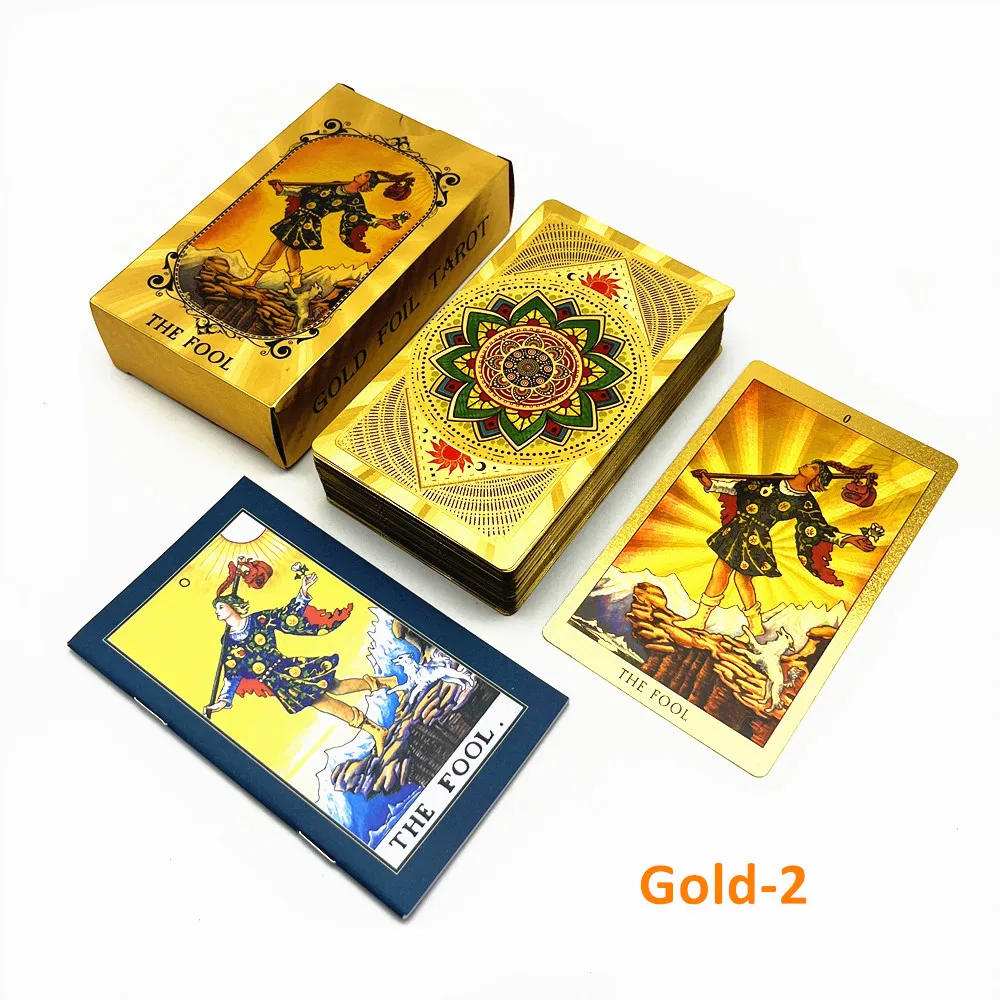 Description Picture 4 of item1 Deck Gold Foil Tarot Cards With Guide Book Oracle Divination Astrology  Board Game L731
