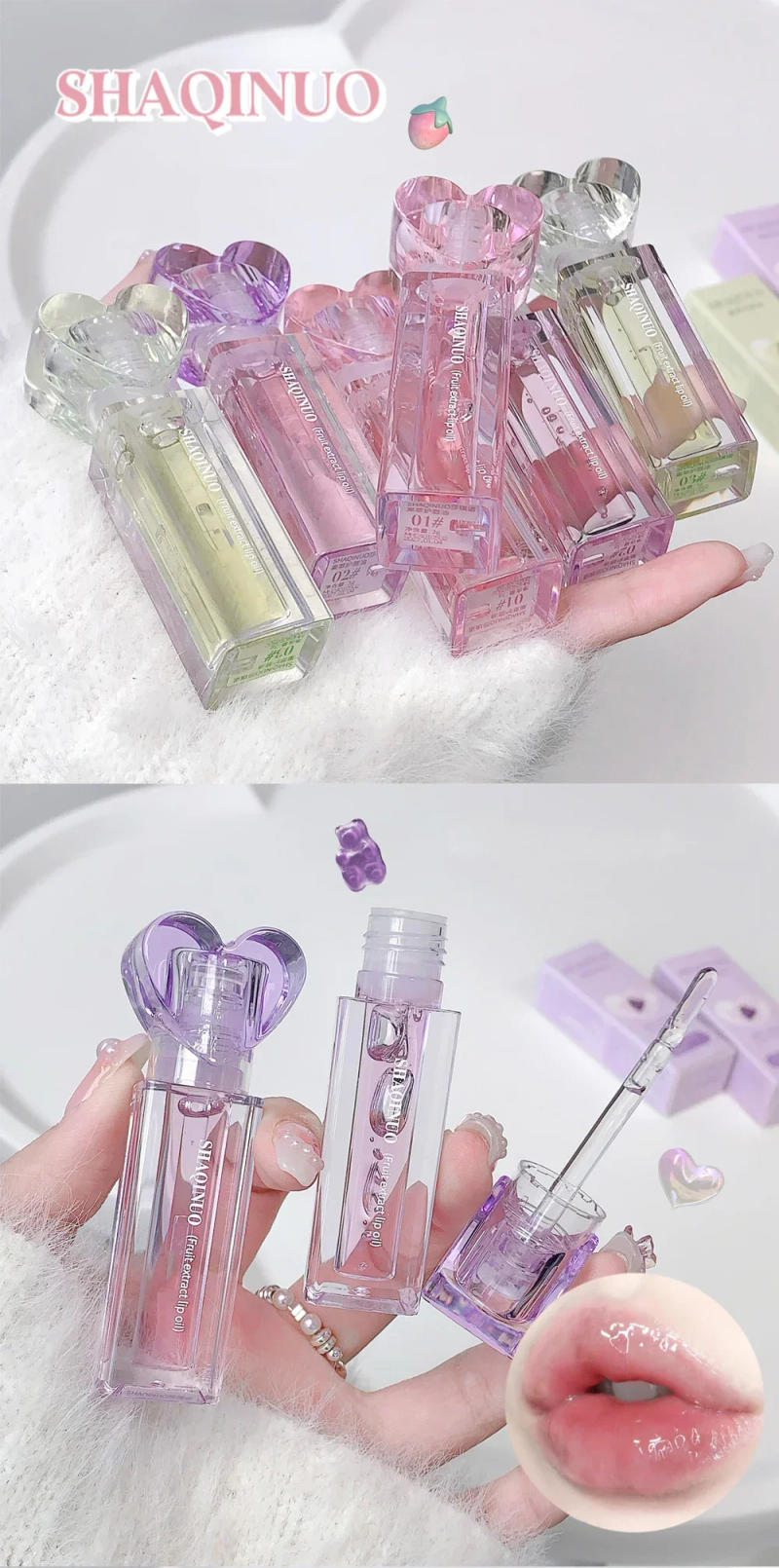 Description Picture 2 of itemPlumping Jelly Lip Gloss Lasting Moisturizing Transparent Lip Oil Water Light Mirror Peach Lipstick Women Lips Makeup Cosmetics