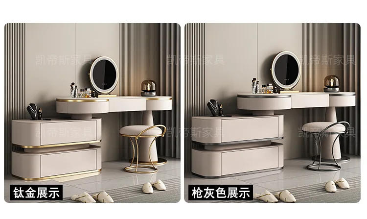 Description Picture 5 of itemAesthetic Storage Dresser Luxury Desing Led Light Mirror Kawaii Dressing Table White Aesthetic Comoda Pra Quarto Salon Furniture