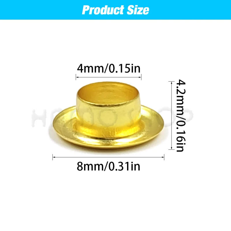 Description Picture 4 of item100 Sets 4mm Multicolor Metal Eyelets Grommet Ring With Washer For DIY Leathercraft Scrapbooking Shoes Belt Cap Bag Tags Clothes