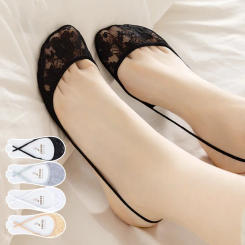 Transparent Lace Boat Socks Women's Summer Socks Ultra Thin Invisible Half Forefoot High Heels Invisible Socks Suspenders Design