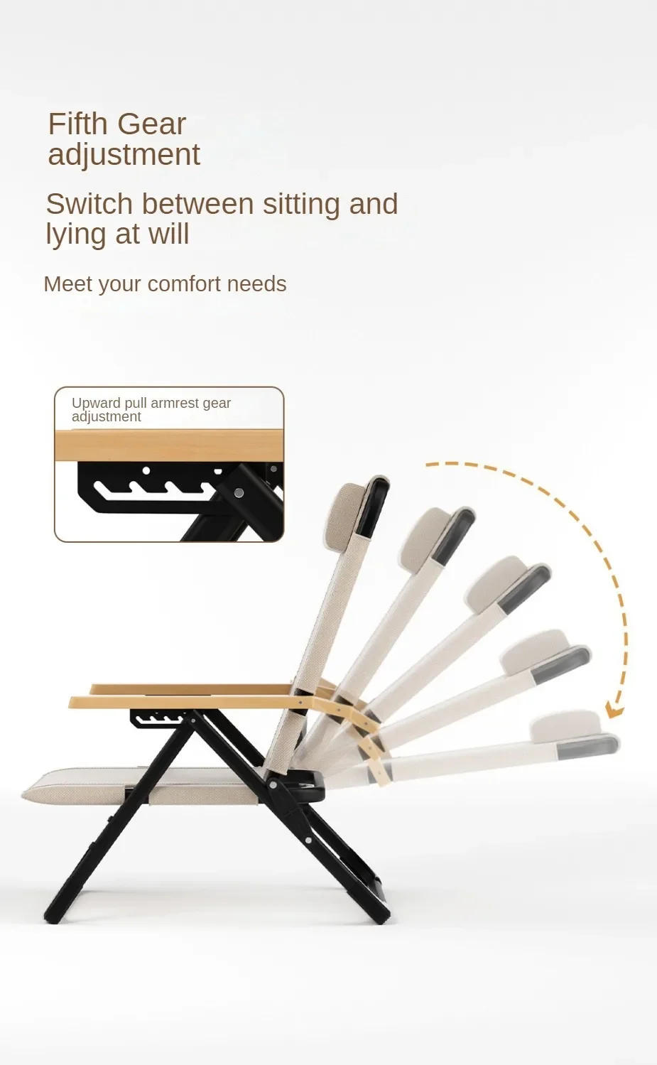 Description Picture 6 of itemKRC CAMP Angle Adjustable Camping Chair with Detachable Pillows Long Camping Chair Fishing Chair Folding Camping Hiking