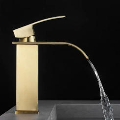 Bathroom Faucet Solid Brass Brushed Gold Basin Cold And Hot Water Mixer Sink Tap Single Handle Deck Mounted