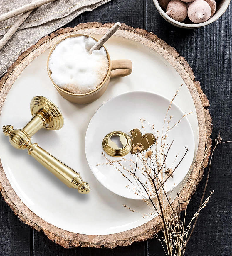 Description Picture 5 of item1 Set of Zinc Alloy Silent Split Lock Indoor Bedroom, Living Room Handle Lock Household Lock Hardware Accessories with Key