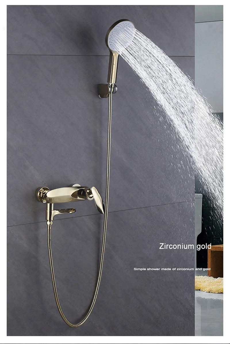 Description Picture 3 of itemTuqiu Gold Bathtub Shower Set Hot and Cold Rose Gold Bathroom Shower Faucet Gray Bathroom Waterfall Bath & Shower Faucet Brass