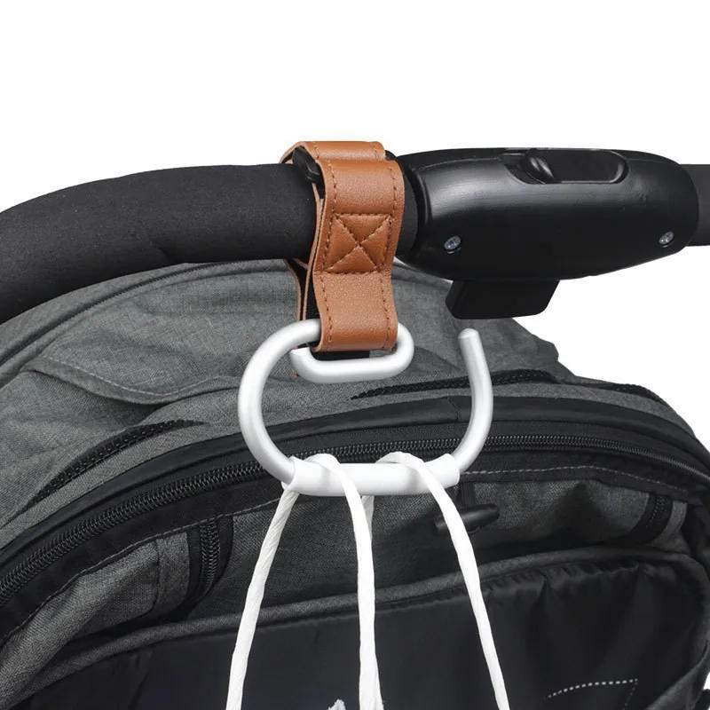 Description Picture 2 of itemNew PU Leather Stroller Hooks Rotate 360 Degrees Multifunctional Leather Hooks for Bags Stroller Accessories Christmas Gift