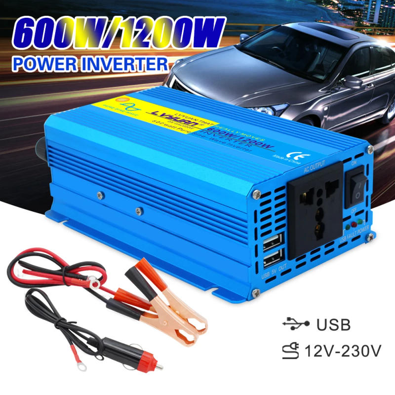 Description Picture 4 of item1000W 1200W 2000W Inverter DC 12V/24V TO AC 220V Pure Sine Wave Car Power Adapeter Converter 50Hz/60Hz Dual USB EU Universal RV