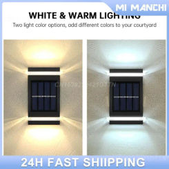Street Lights Luminous Lighting Black Solar Led Outdoor Light Lamps Solar Lights Super Bright Ganden Lamp 6 Led Solar Wall Lamp