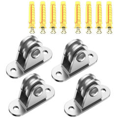 2/4Pcs Mute Bearing Pulley with Mounting Screws and Expansion Pulley Block Kit Loading 176 Lb for Sliding Gate and Wire Rope