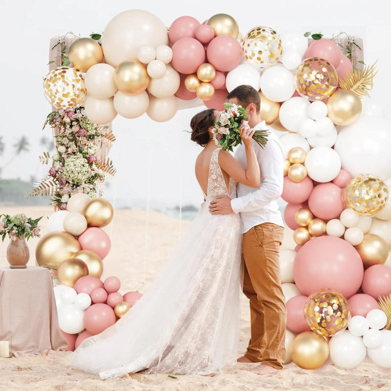 Description Picture 6 of itemRetro Pink White Gold Balloons Garland Arch Kit Birthday Party Decoration Kids Baby Shower Wedding Party Supplies Letax Ballons