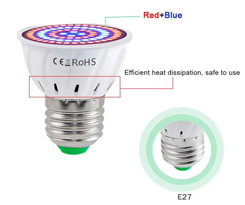 Description Picture 4 of itemLED Full Spectrum Plant Grow Bulb E27 E14 Seedling LED Grow Light Phyto Light Hydroponic 220V UV Lamp Flower Seedling Fitolamp