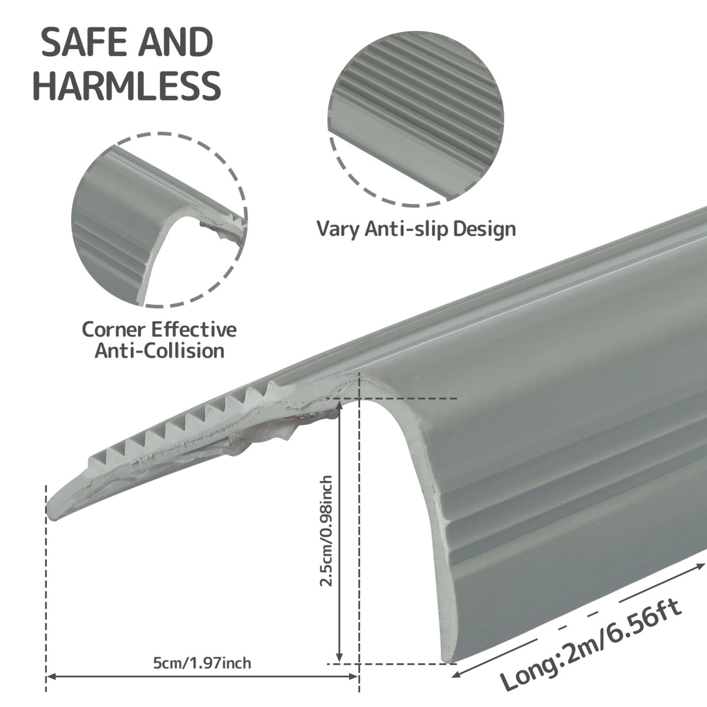 Description Picture 3 of item2m Self-Adhesive Stair Edge Protector Non-slip Stair Nose Edging Trim Strips PVC L-Shape Wrapped Corner Pressure Wear Tape