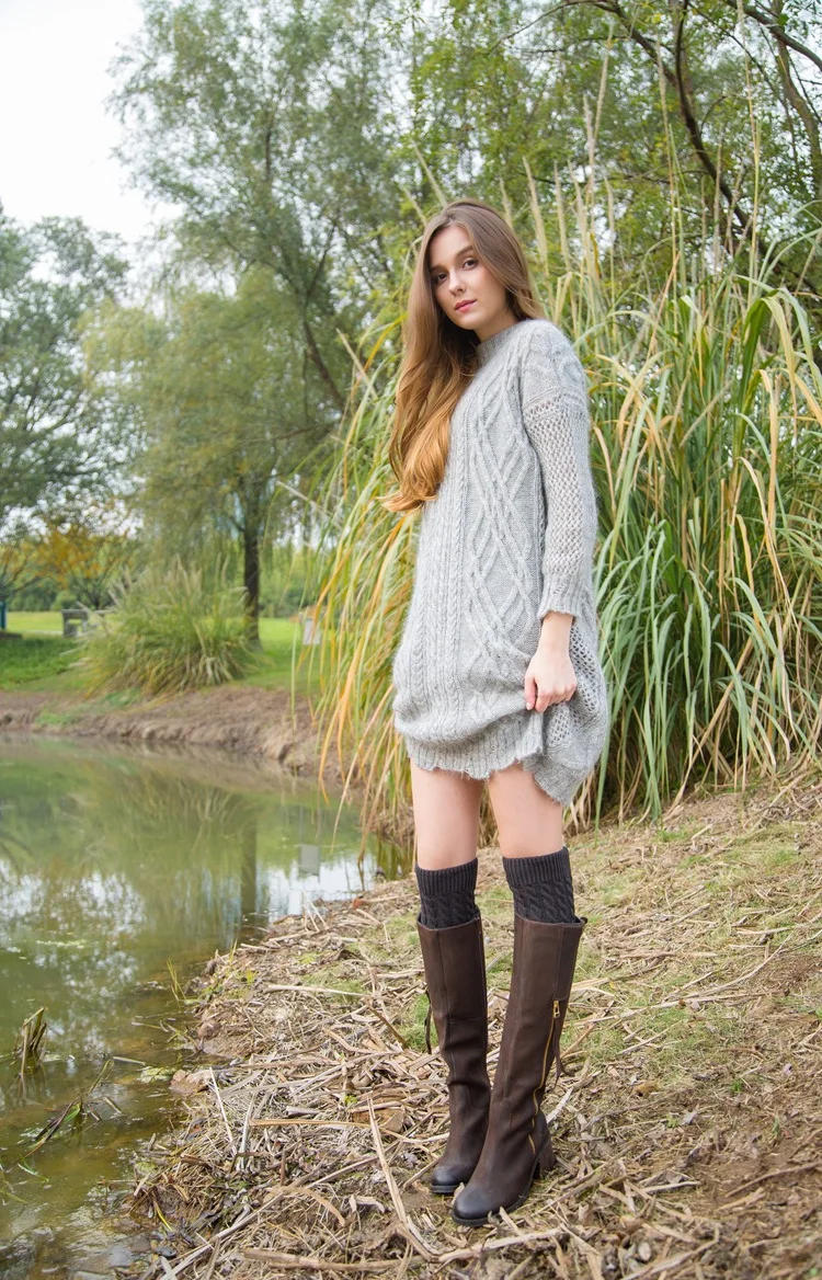 Description Picture 5 of item1 Pair Two-color Knitted Leg Warmers Sleeve for Ladies Girls Boot Cuffs Sock Winter Warm Women's Boot Cuff Sleeves Leg Warmer