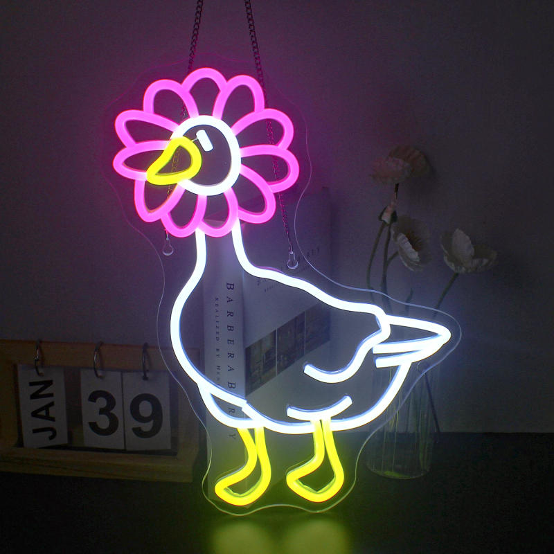 Description Picture 4 of itemFlower Duck Neon Sign Led Bedroom Decoration Dimmable Neon Light For Kids Room Home Bars Party Wall Art Logo Birthday Gift