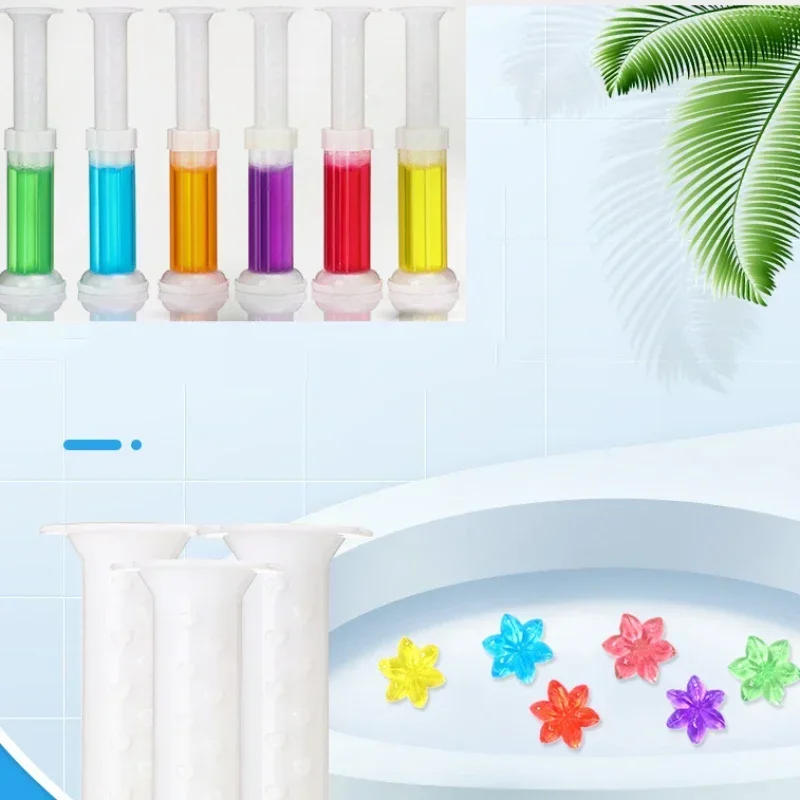 Description Picture 4 of item1PC Toilet Cleaner Gel Fresh Flower Toilet Gel Stamp Stops Limescale and Stains with Air Freshening Scent Deodorizing Clean