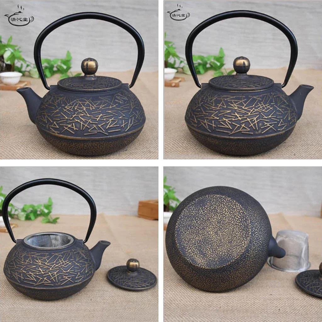 Description Picture 5 of itemJapanese Black Cast Iron Tea Teapot Kettle Trivet Strainer Gift 9 Patterns