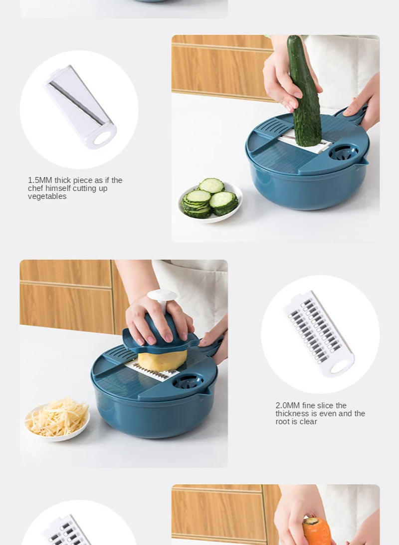 Description Picture 4 of item1pc Green/Blue/Pink Manually Cut Shred Grater Salad Vegetable Chopper Carrots Potatoes For Kitchen Convenience Vegetable Tools