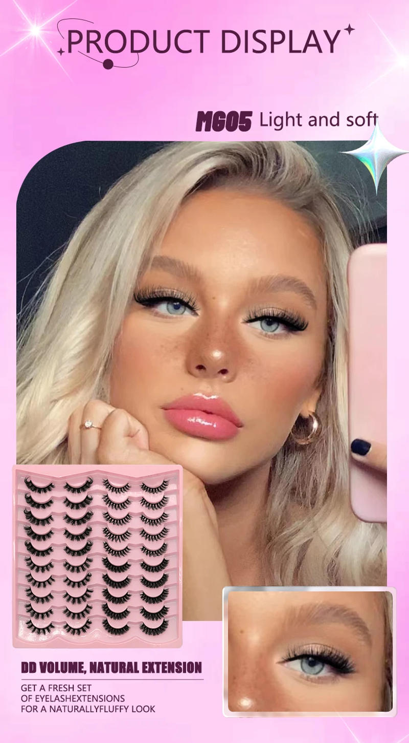 Description Picture 6 of itemRussian Strip Lashes 5/10/20 pairs Fluffy Mink Lashes 3D False Eyelashes Russian  Eyelashes D Curl Fake Eyelashes  Makeup