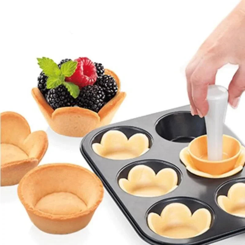 Description Picture 2 of itemPastry Dough Tamper Kit Kitchen Flower Round Cookie Cutter Set Cupcake Muffin Tart Shells Mold Round/Phyllo Tartlet Shell Maker