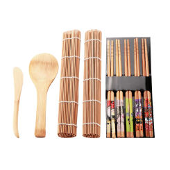 DIY Bamboo for sushi Maker Set - 1/2/8 Pcs for sushi Rolling Tools Kit with Rice Roller, Mold & Chopsticks for Cooking