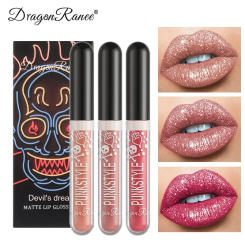 Long-Lasting Matte Lip Glaze Glitter Non-Fading Non-Stick Cup Metal Shiny Valentine's Day Gift Lip Gloss
