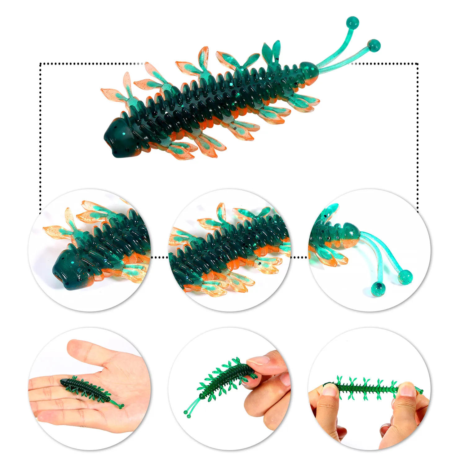 Description Picture 6 of itemSougayilang 12Pcs Worm Bait 55mm 70mm Fishing Lure Floating Freshwater Swimbaits Silicone Soft Bait for Carp Bass Pike Fishing