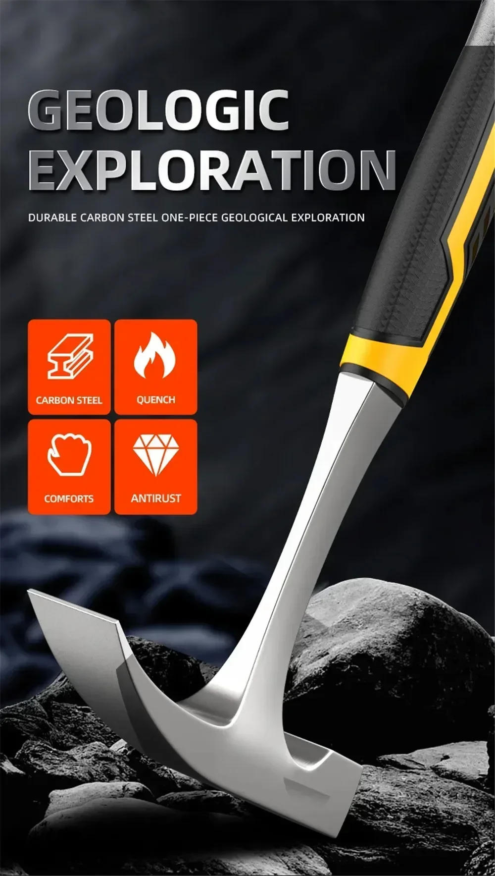 Description Picture 2 of itemProfessional Claw Hammer High Carbon Steel Geological  Hammer Integrated Forging Multifunctional Hardware Tool for Carpenter