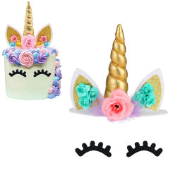 Rainbow Unicorn Cake Topper With Eyelashes Unicorn Girls First Birthday Party Cake Decor Kids Favors Wedding Dessert Decor