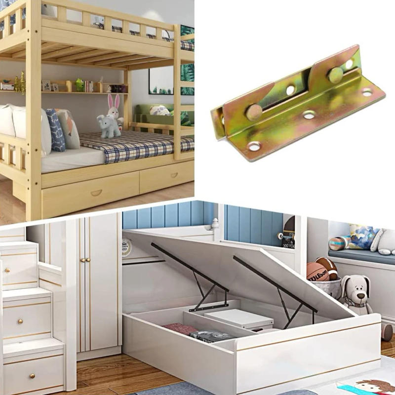 Description Picture 4 of item4 Sets Bed Rail Bracket Non-Mortise Bed Furniture Hinge Fixing Connector Bed Rail Bracket Home Improvement Building Hardware