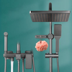 Nordic Bathroom Shower Set Household All Copper Shower Faucets Bathroom Booster Shower Head Gun Gray Shower Systems Accessories