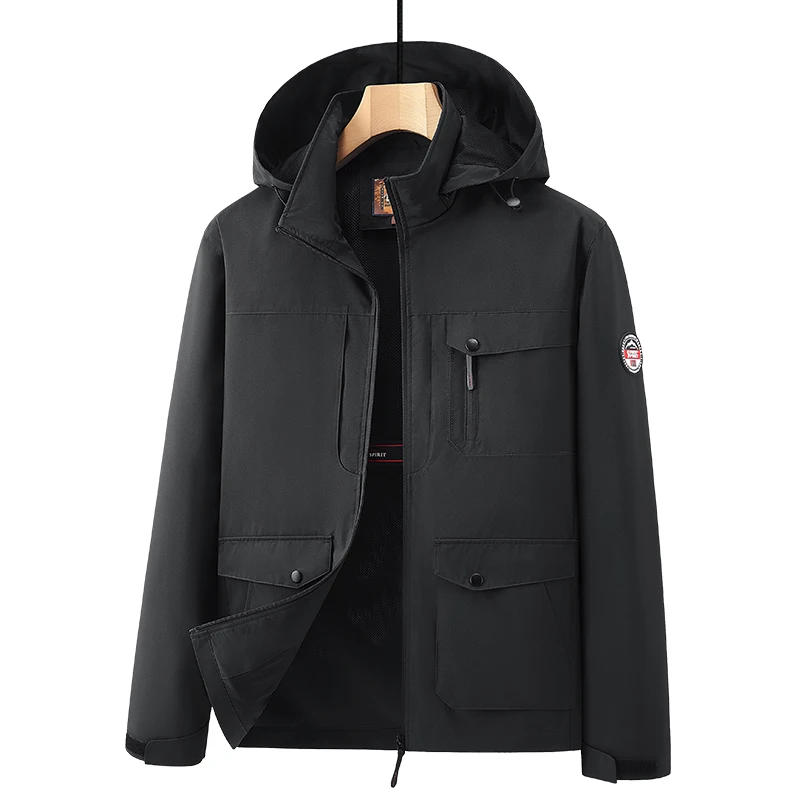 Description Picture 4 of itemWaterproof Breathable Fashion Oversize 4XL 5XL 2024 Casual Men's Black Windbreaker Jackets Trench Coat For Spring Autumn Clothes