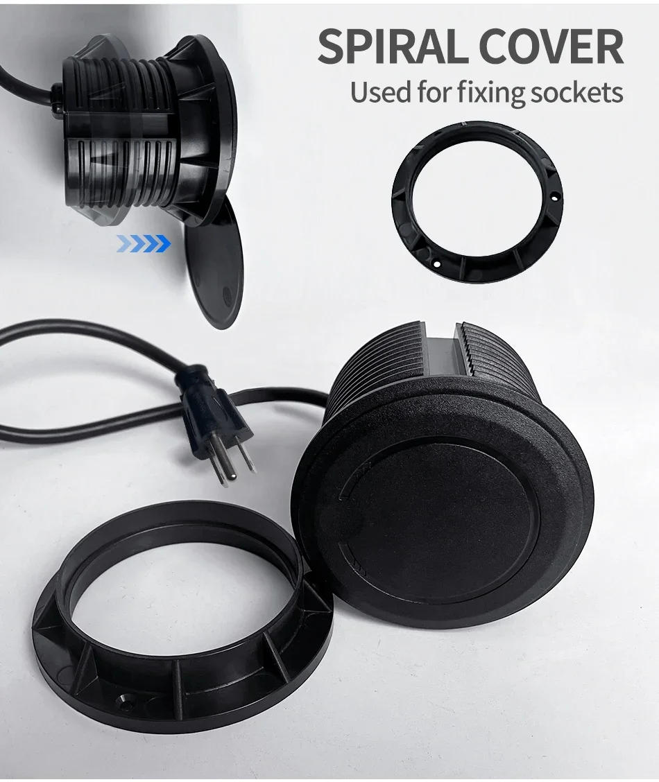 Description Picture 5 of itemDesktop adapter Multifunctional 2US Socket with USB Type-C  Recessed Desktop Plug Round Socket