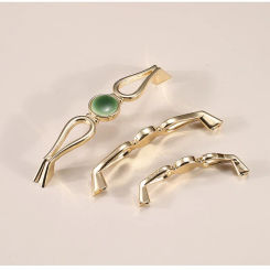 Gold Green Jade Handles Zinc Alloy Cabinet Pulls Wardrobe Drawer Knobs Shoe Cabinet Door Knobs Hardware Accessories