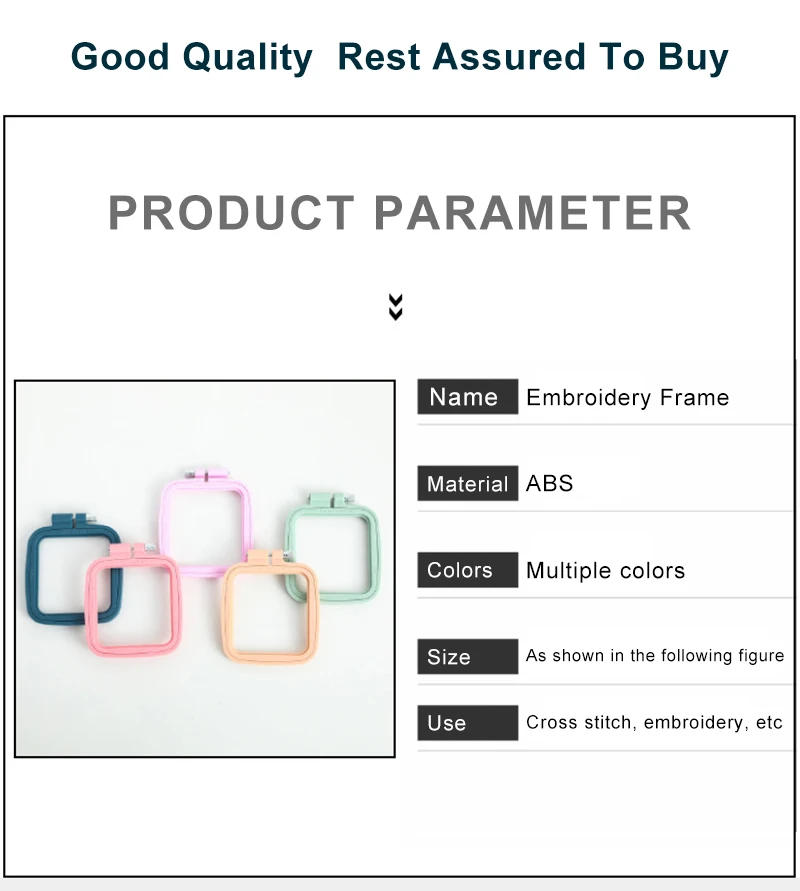 Description Picture 3 of item1PC Embroidery Hoops 7-25cm Square Cross Stitch Rack Plastic Embroidery Hoop Frame Rings for DIY Cross Stitch Sewing Craft Tools