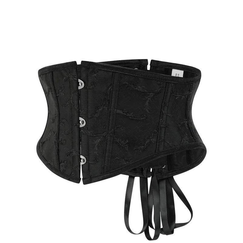 Description Picture 6 of itemWomen Waist Trainer Corsets Plus Size Slimming Shaper Belt Short Torso Satin Underbust Corset Sexy Lace Up Bustier Black White