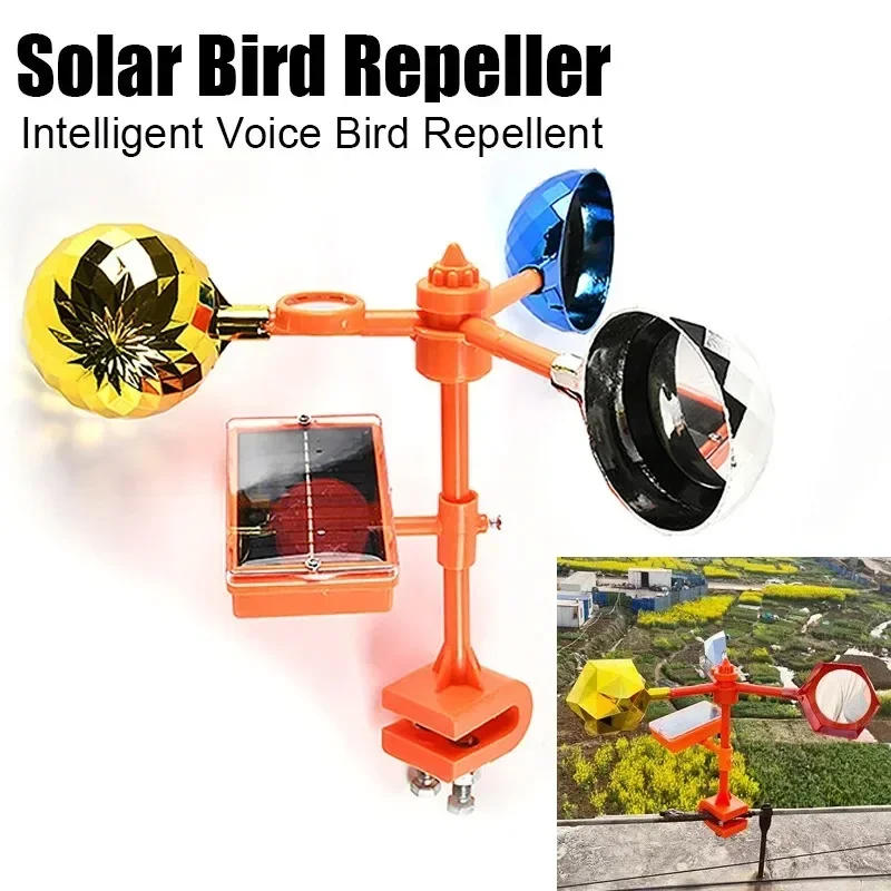 Description Picture 2 of itemSolar Bird Repeller Waterproof Solar Energy Bird Repelling Device 360° Rotating Reflector Farm Orchard Bird Scaring Device