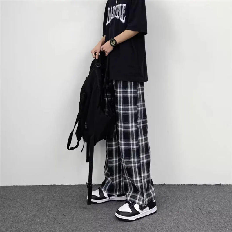 Description Picture 4 of itemKorean Summer Plaid Pants Men 5XL Casual Straight Trousers for Male/Female Harajuku Hip-hop Pants Fashion Streetwear Sweatpants