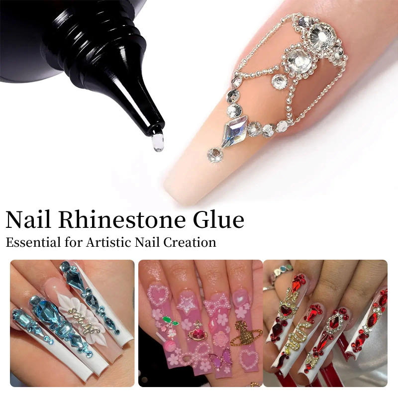 Description Picture 5 of itemNail Rhinestone Glue Gel for Decoration Nails 30ml Super Strong Adhesive Gel DIY 3D Nail Crystals Gem Jewels Glitter
