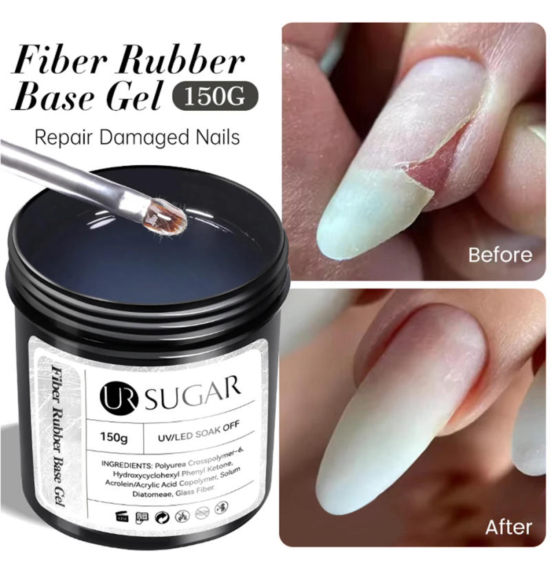 Description Picture 2 of itemUR SUGAR 150g Fiberglass Rubber Base Nail Repair Gel UV Semi Permanent Repair Fix Crack Varnish Manicure Strengthener