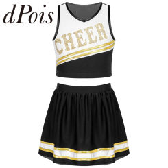 Girls Kids Cheer Leader Uniform Cheerleading Outfit Performance Cheerleader Costume Children Dress Outfit Halloween Dancewear