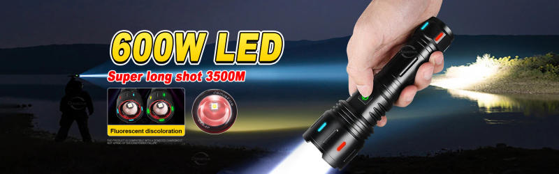 Description Picture 2 of itemNew 600W High Power LED Flashlight USB Rechargeable Flashlights 18650 Long Range Tactical Lantern Strong Light Fishing Hunting