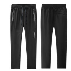 Summer Zip Pockets Sweatpants Men Plus Size Sportswear Quick Dry Ice Silk Casual Track Pants Male Loose Sport Trousers 7xl 8xl