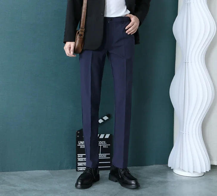 Description Picture 4 of itemKhaki Man Suits Pants Slim Fit Tressed Trousers for Men Brown Spring Clothes Tailoring Spandex Dress Classic New in Designer Up