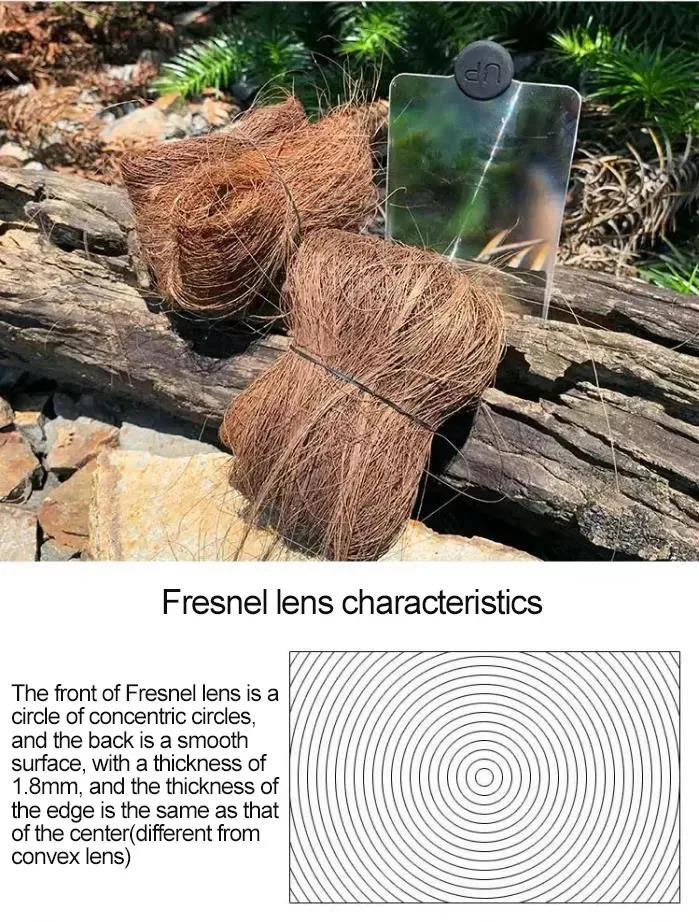 Description Picture 4 of itemMagnifying Glass Card Fire Starter Outdoor Solar  Lgniter Fresnel Solar Concentrator Picnic Lgnition Tools Survival Multitools