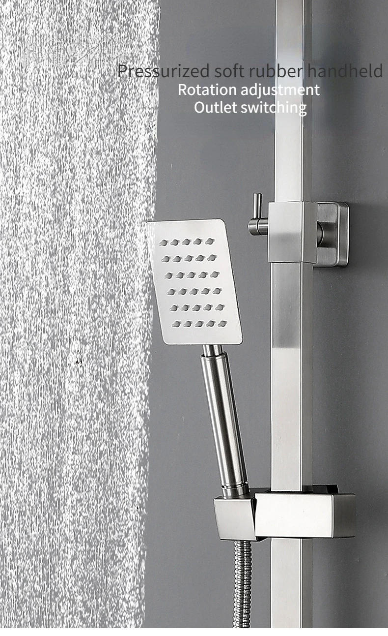 Description Picture 5 of itemStainless Steel Shower Set In-wall Simple  System  Pressurized  Head Three-function Bathroom