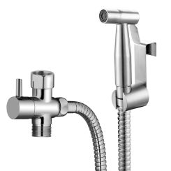 Chrome Bidet Sprayer Set Stainless Steel Wall Mounted Toilet Bidet faucet Bathroom Valve Jet Set Hygienic Shower Bidet Sprayers